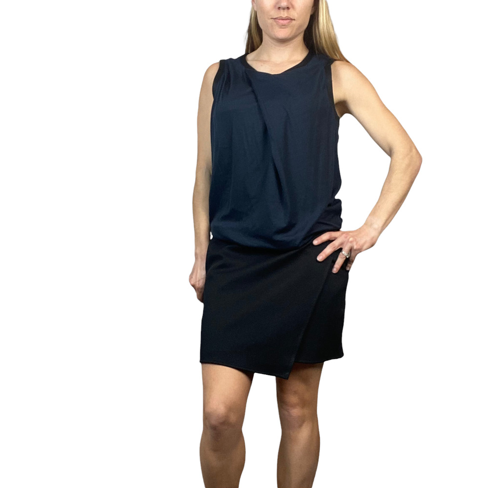 Helmut Lang Dress Black Cashmere Draped Blue Casual Work Size 4